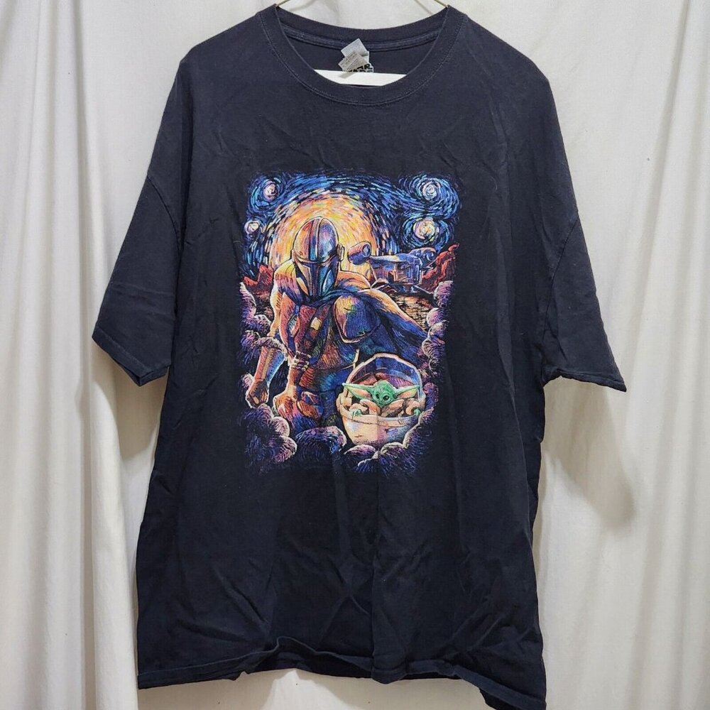 Gildan Star Wars Mandalorian Grogu Starry Way Painting T-Shirt 2XL Black